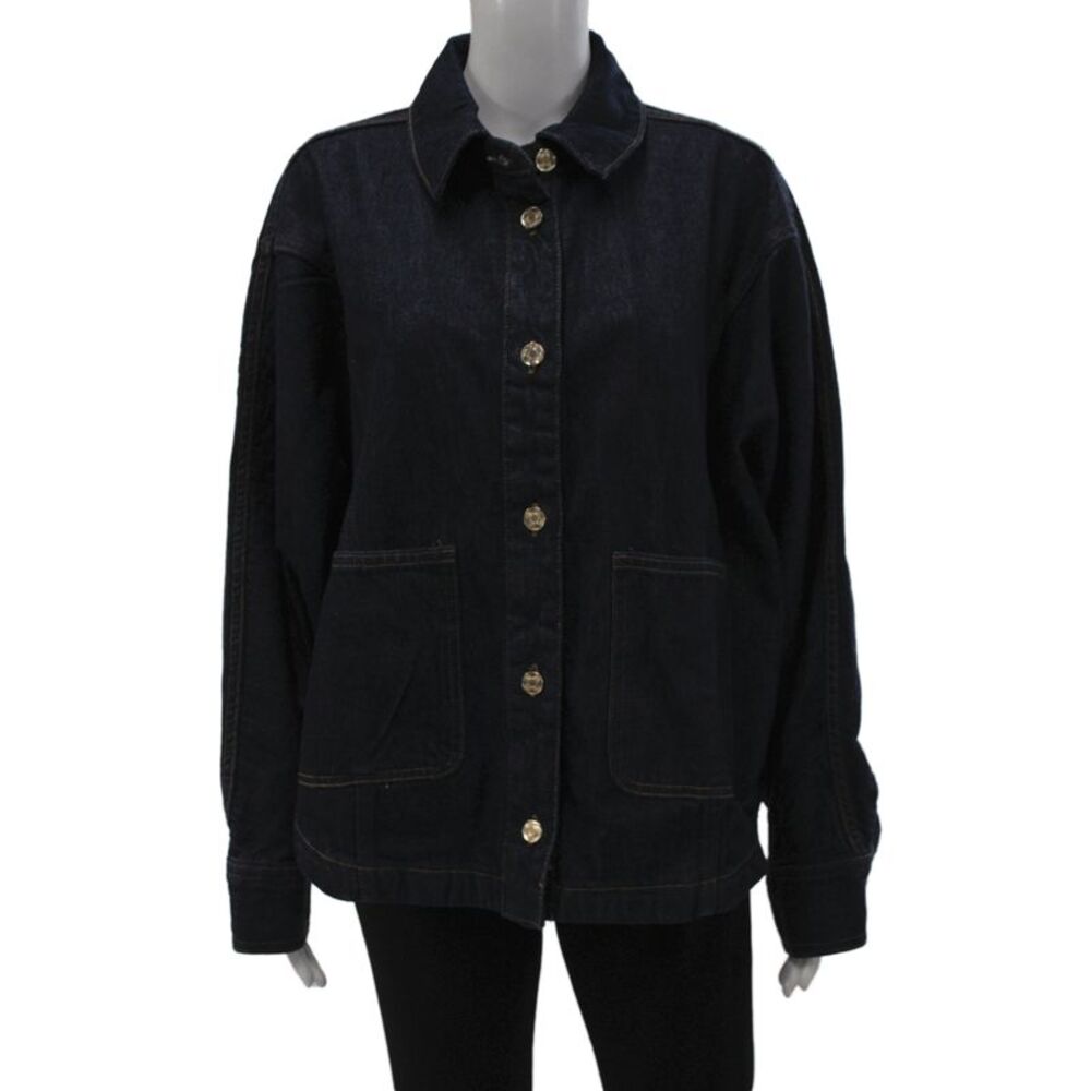 Zara Womens Basic Jacket Blue Cotton Long Sleeve Size S